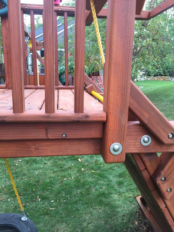 staining wood playset