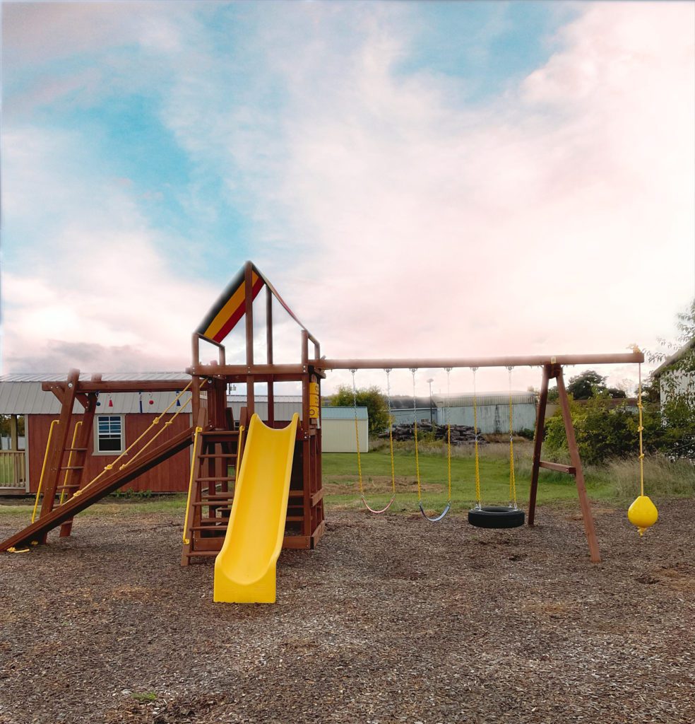 Playsets in the Winter Backyard Fun Zone